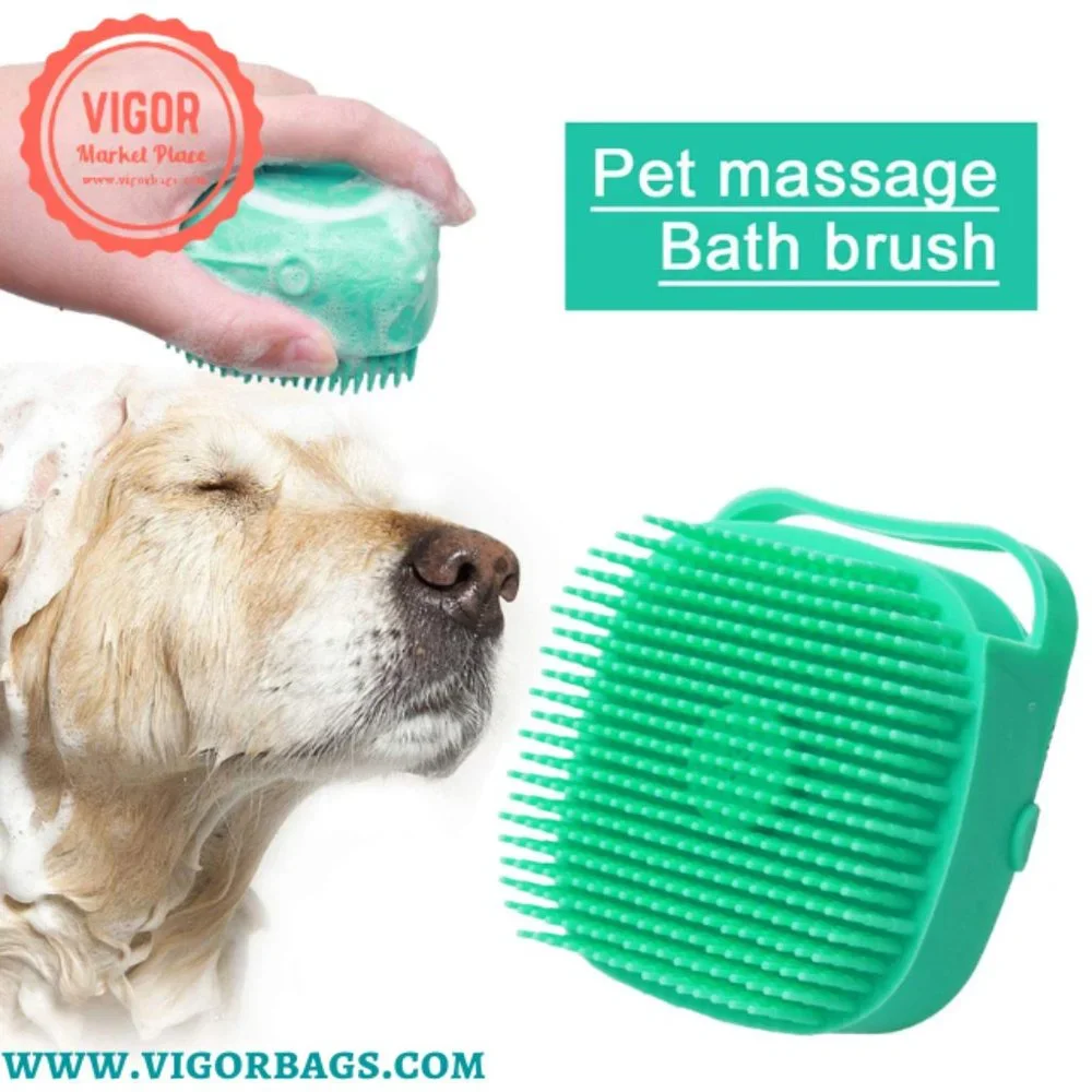 Dog Squeaky Bone Stick Toy Chew Toothbrush & Grooming Brush